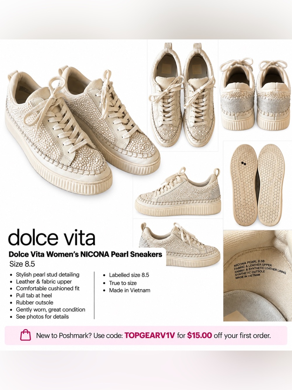 Dolce Vita Women's NICONA Pearl Sneakers
Size 8.5